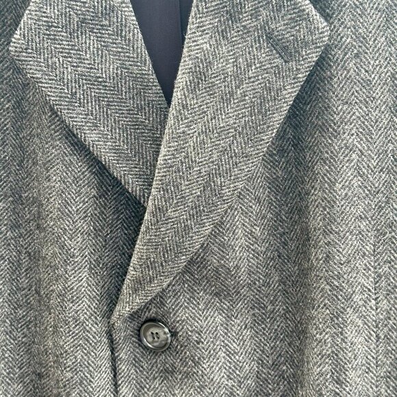 Adolfo Men's 46R Wool Herringbone Trench Coat - Picture 3 of 11